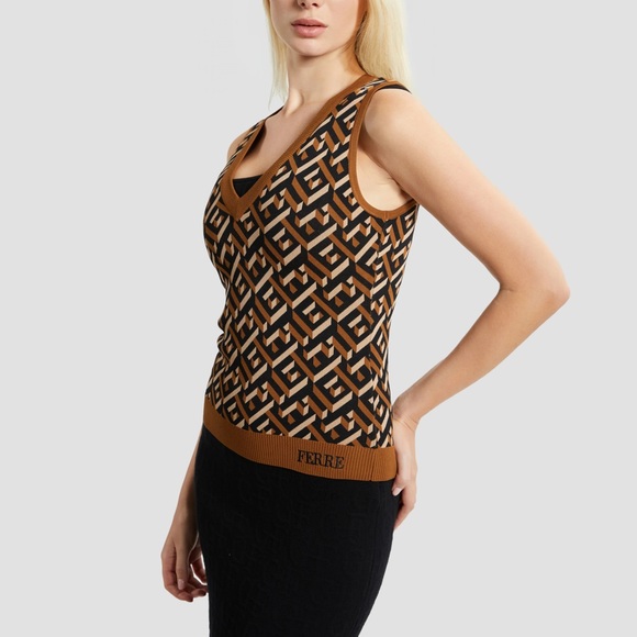 GIANFRANCO FERRE GF Patterned Sleeveless Top - Picture 1 of 4